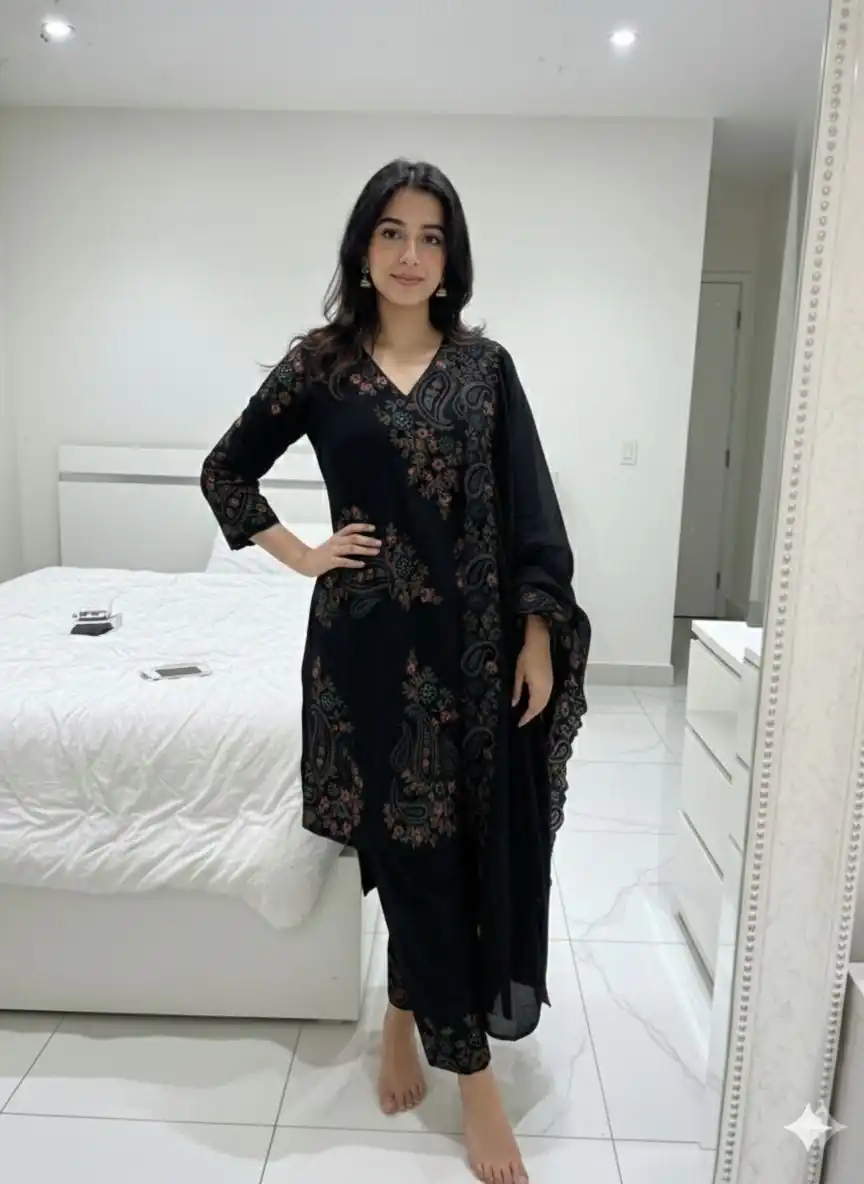 Nice Black Fendy Sequins Work Salwar Suit