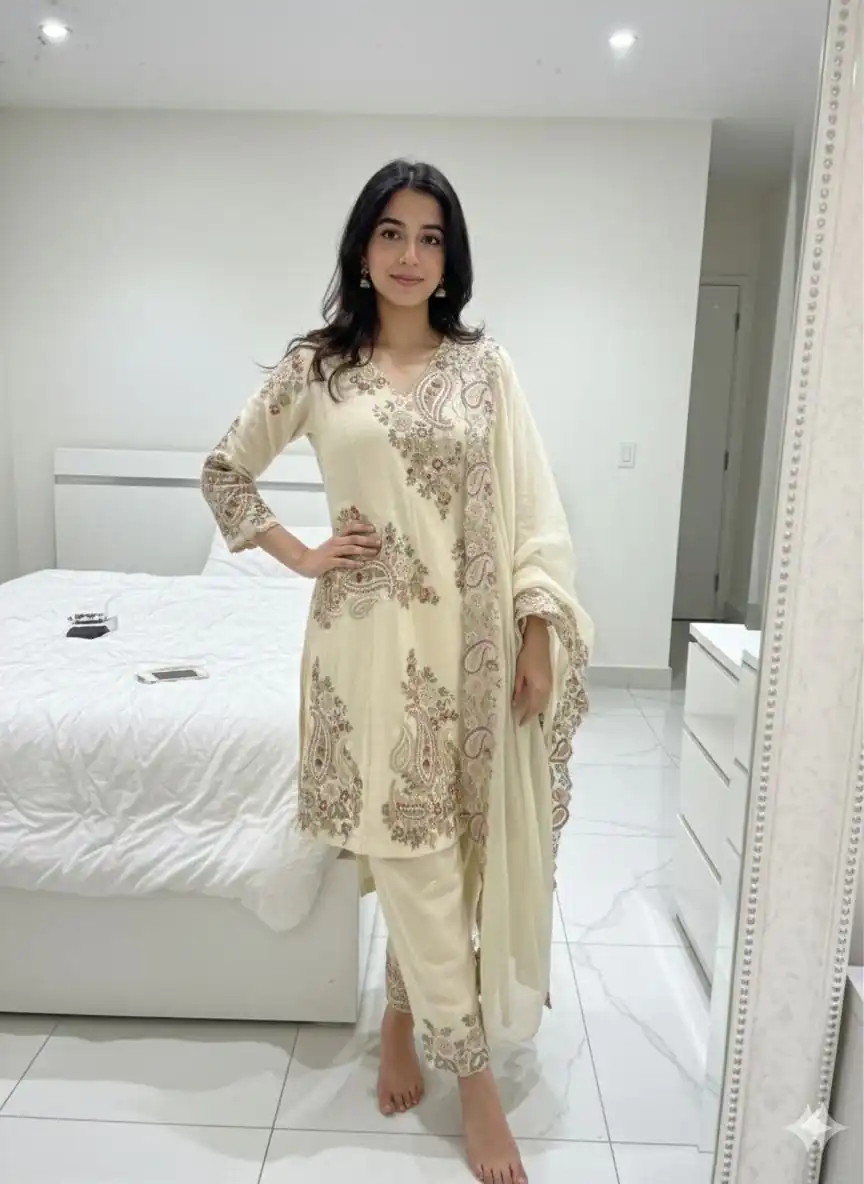 Nice Cream Fendy Sequins Work Salwar Suit