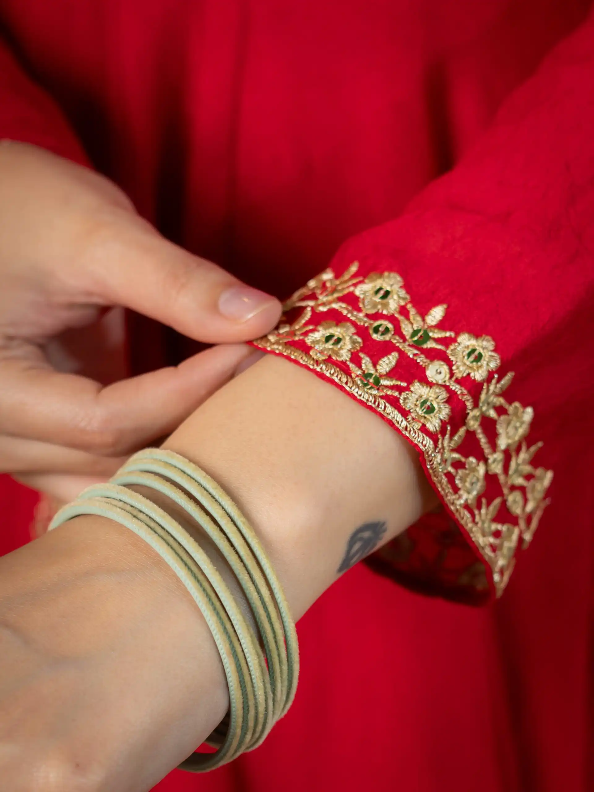 Nice Red Rangoli Crush Sequence Work Salwar Suit - Image 5