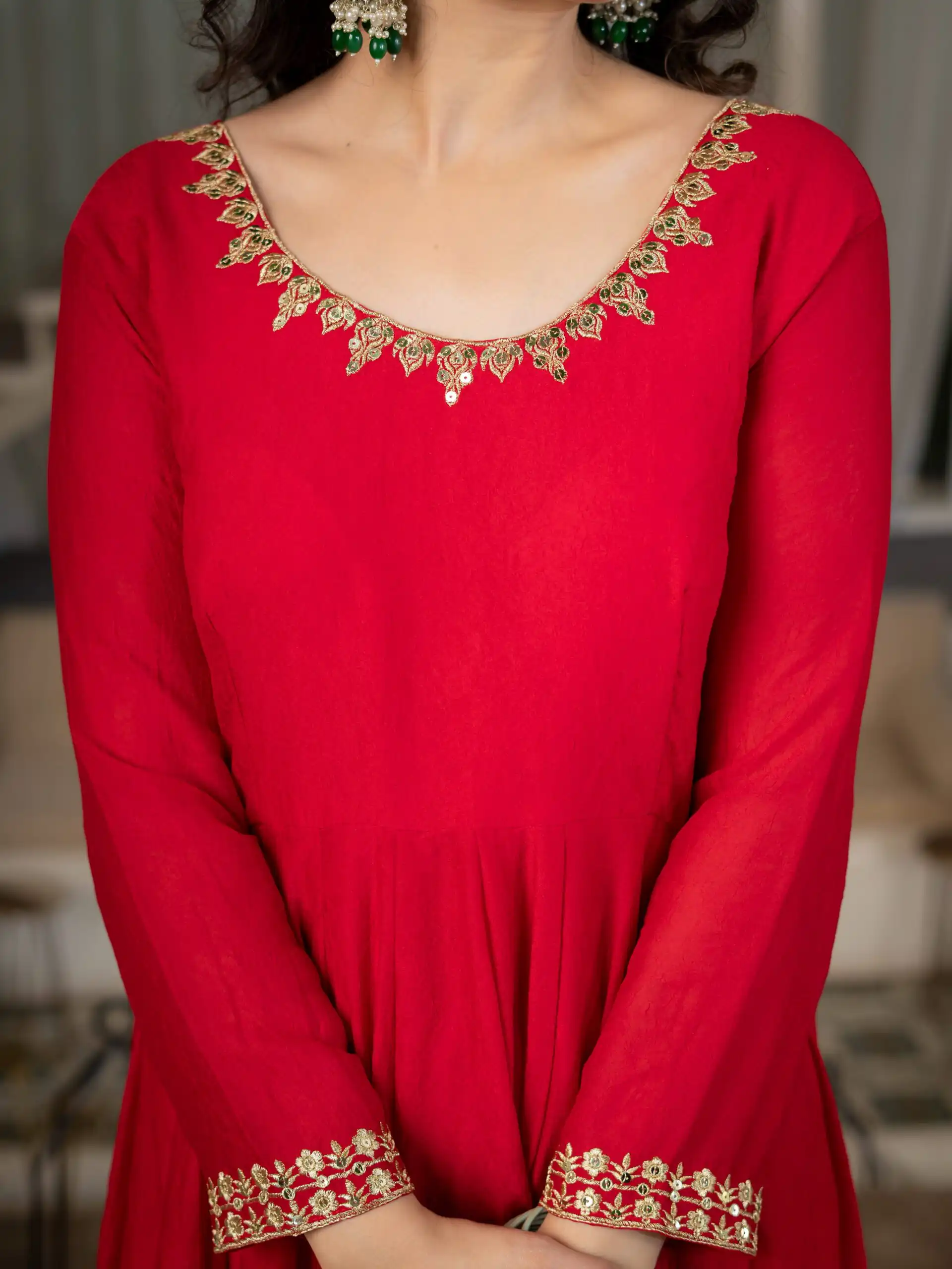 Nice Red Rangoli Crush Sequence Work Salwar Suit - Image 3