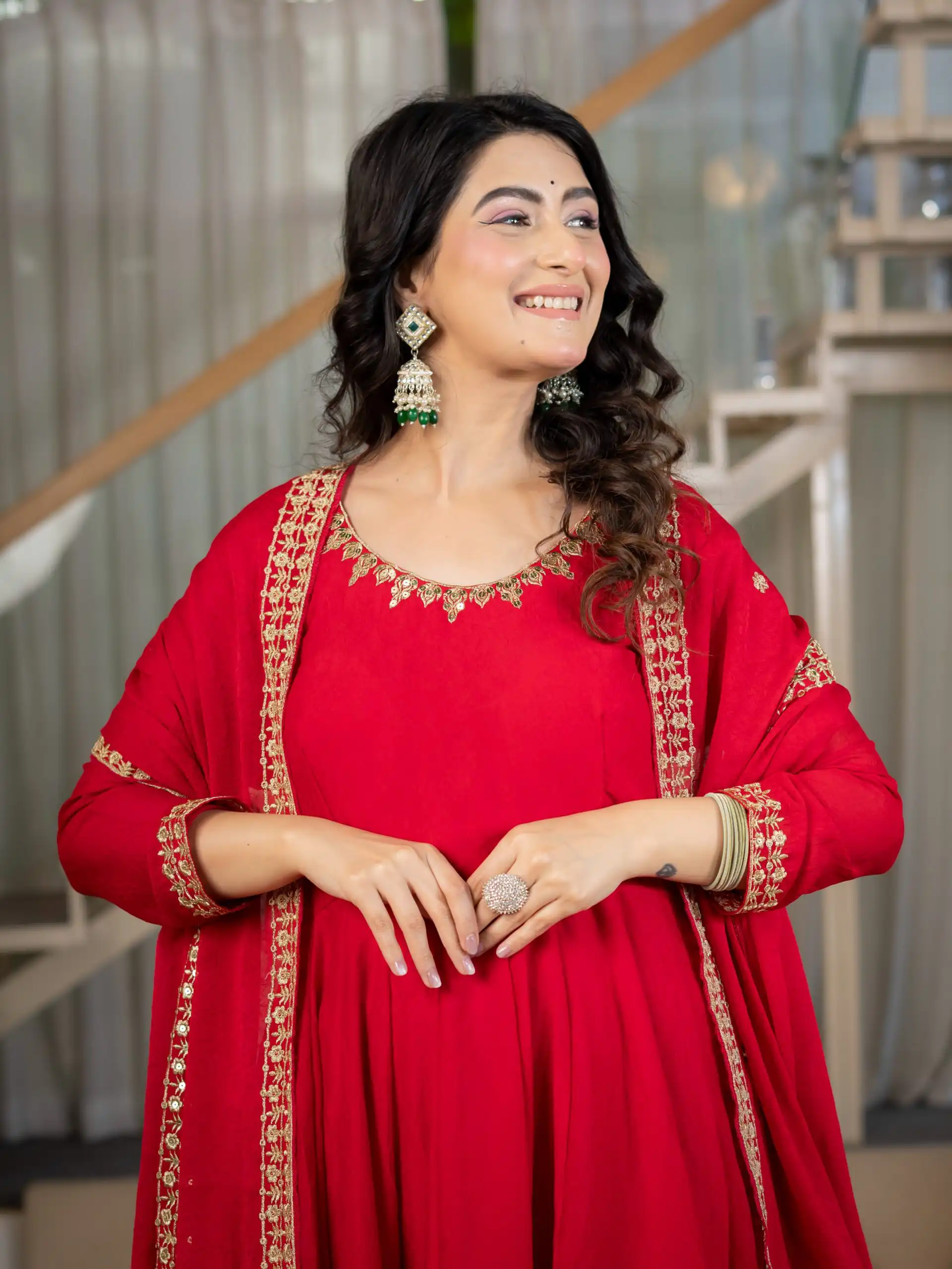 Nice Red Rangoli Crush Sequence Work Salwar Suit - Image 2