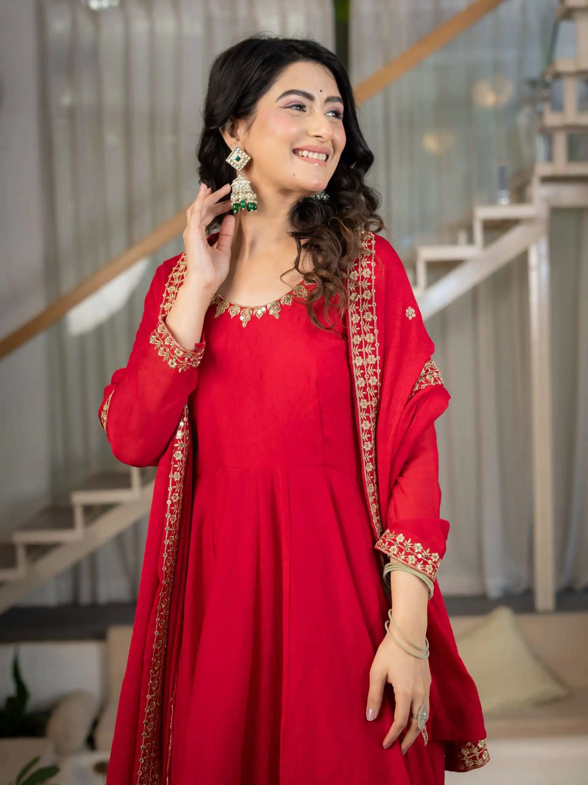 Nice Red Rangoli Crush Sequence Work Salwar Suit - Image 10