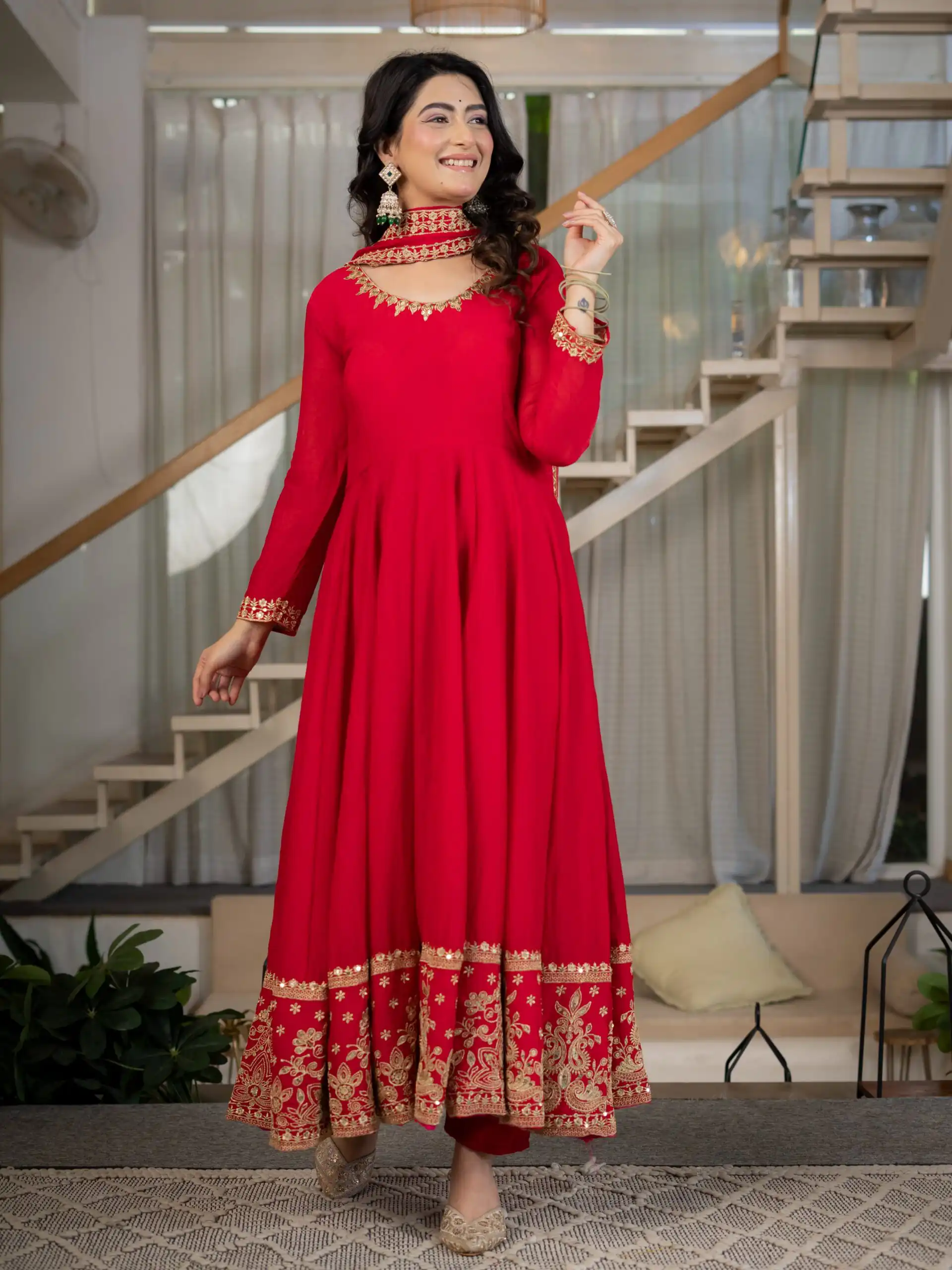 Nice Red Rangoli Crush Sequence Work Salwar Suit - Image 9
