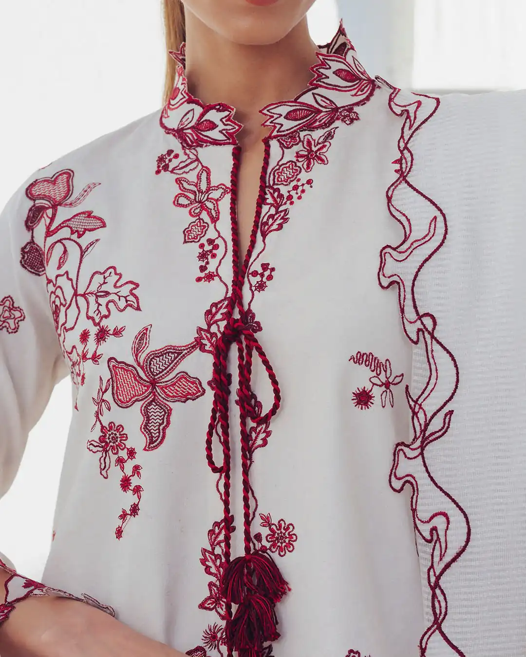 Nice White Roman Silk Embroidery Work Salwar Suit - Image 4
