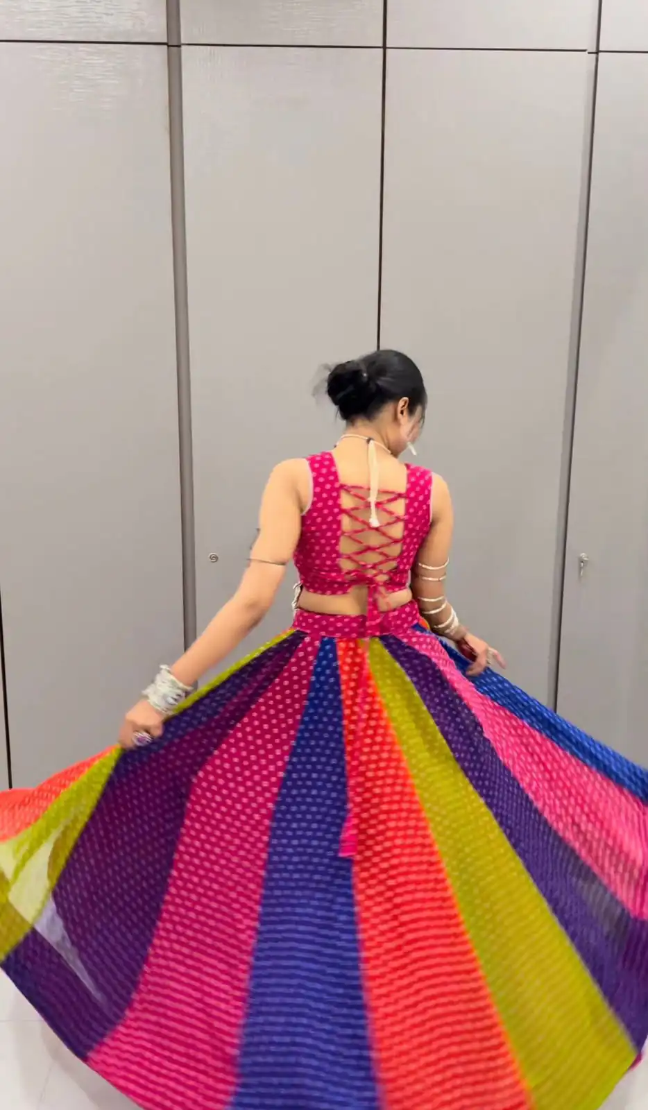 Perfect Multi Georgette Mirror Hand Work Lehenga Choli - Image 3