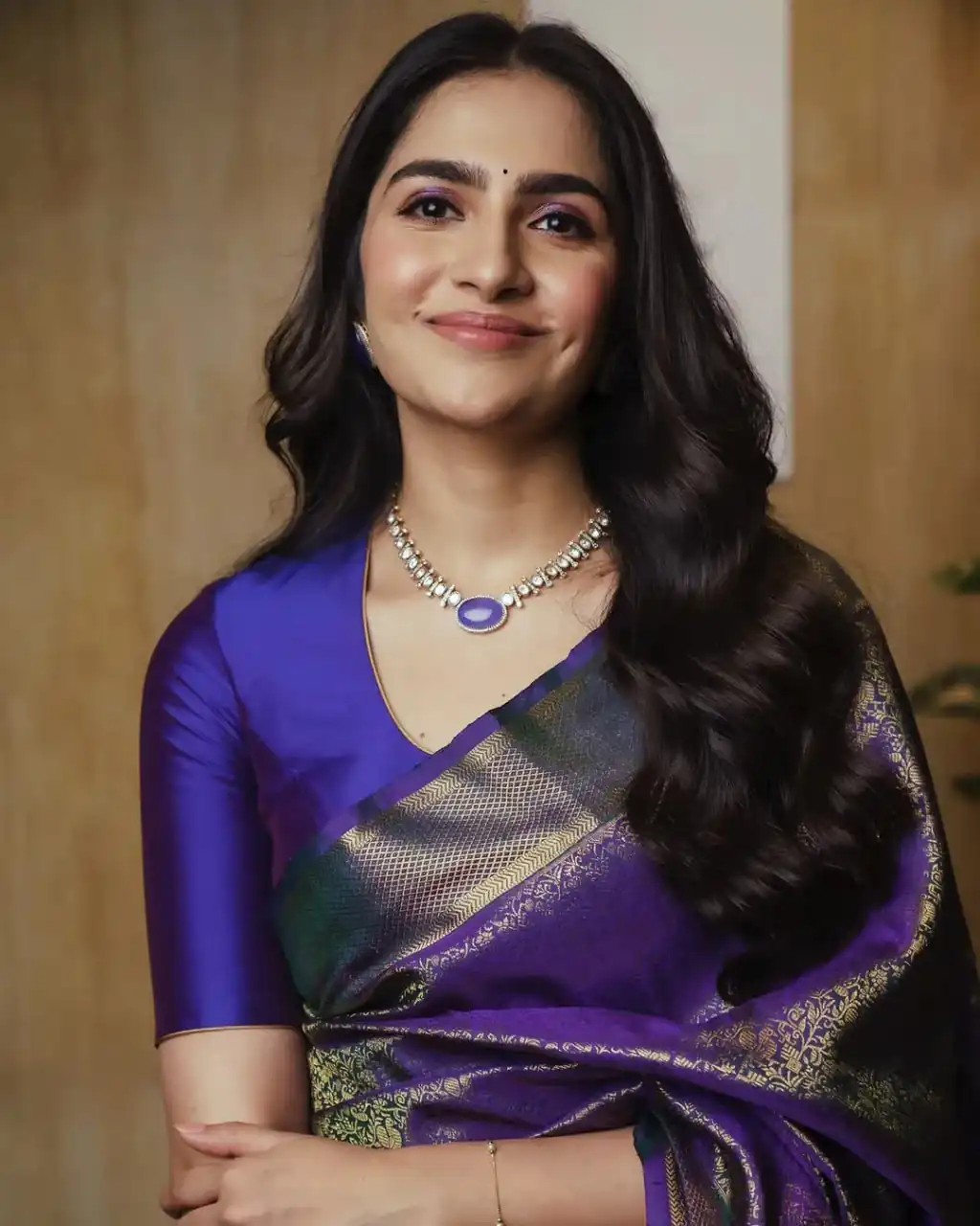 Simple Purple Soft Lichi Silk Rich Pallu Saree - Image 2