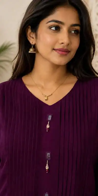 Alternative view of Special Wine Mal Chanderi Hand Work Salwar Suit