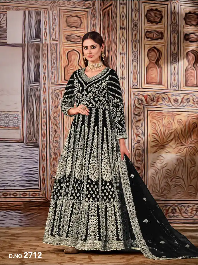 Super Black Butterfly Net Sequins Work Salwar Suit