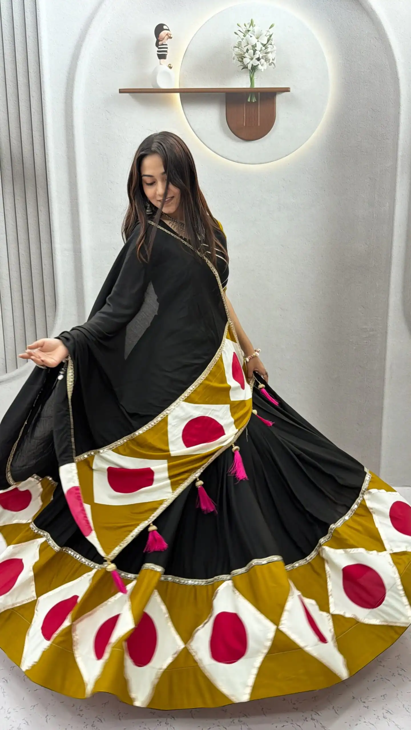 Super Black Cotton Gota Patti Work Lehenga Choli