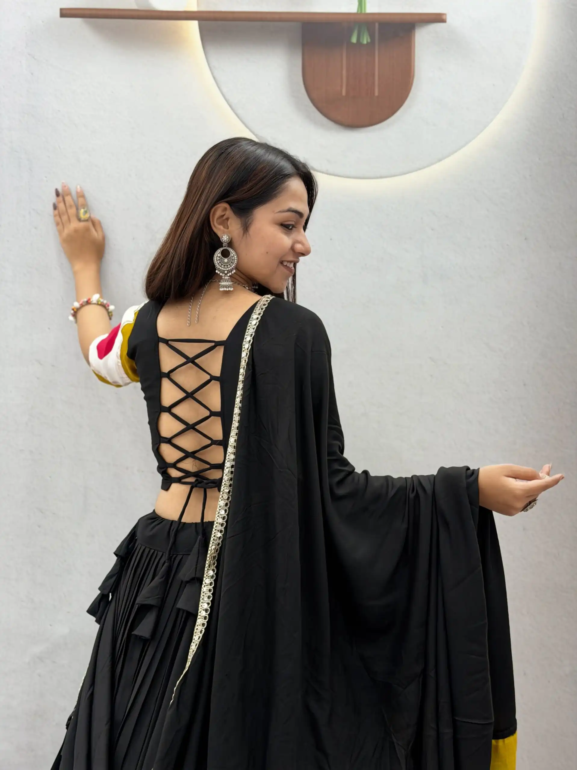 Super Black Cotton Gota Patti Work Lehenga Choli - Image 4