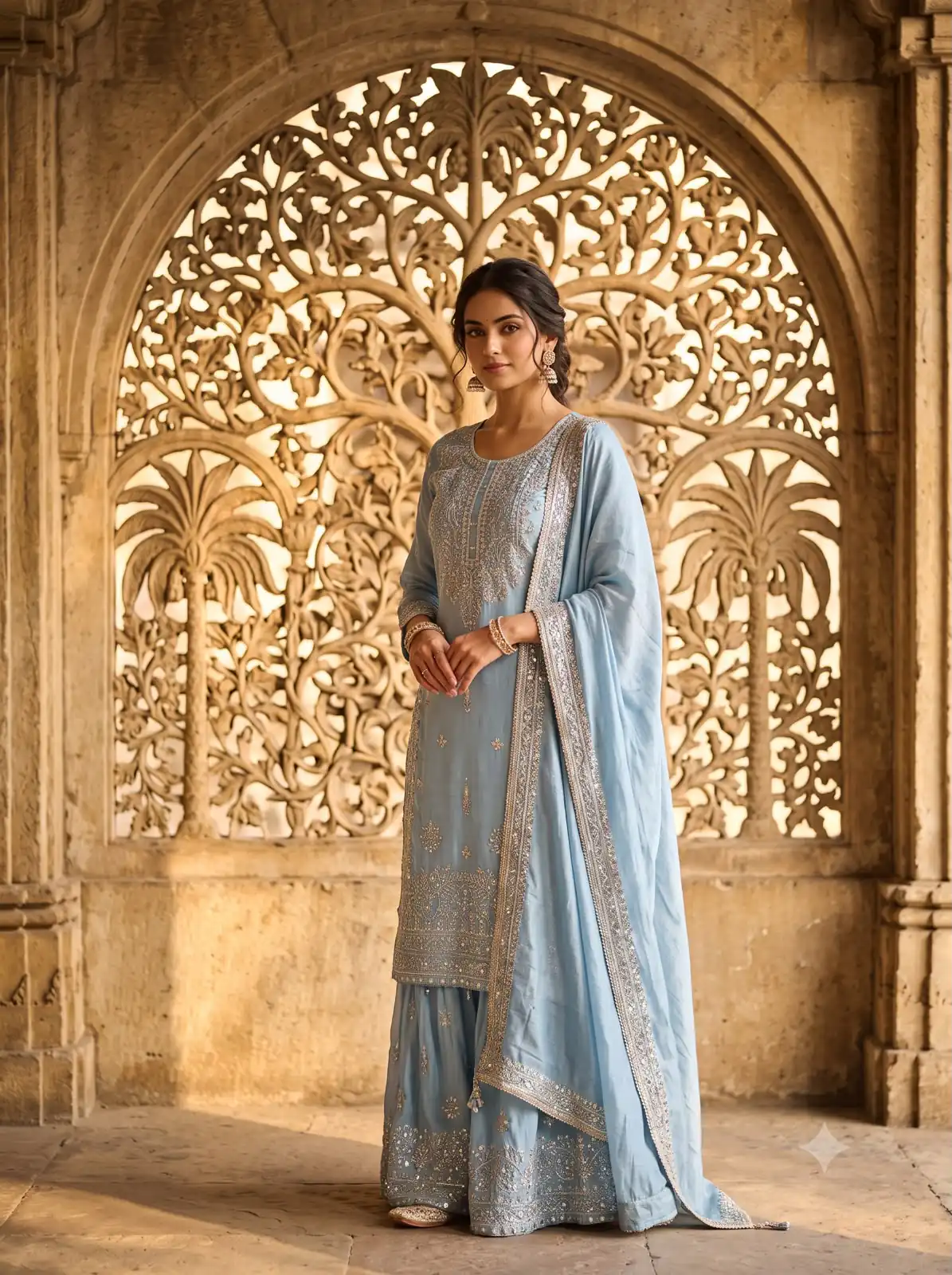 Super Blue NC Zimmy Silk Embroidery Work Salwar Suit
