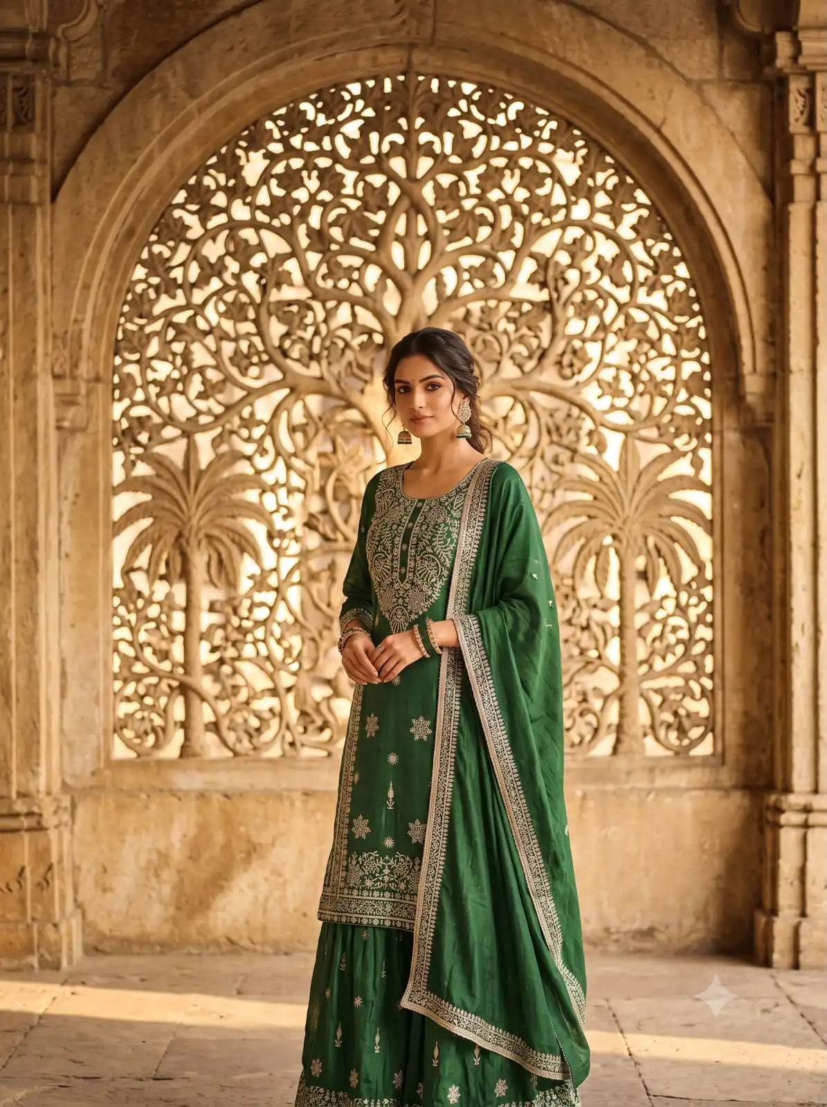 Super Green NC Zimmy Silk Embroidery Work Salwar Suit