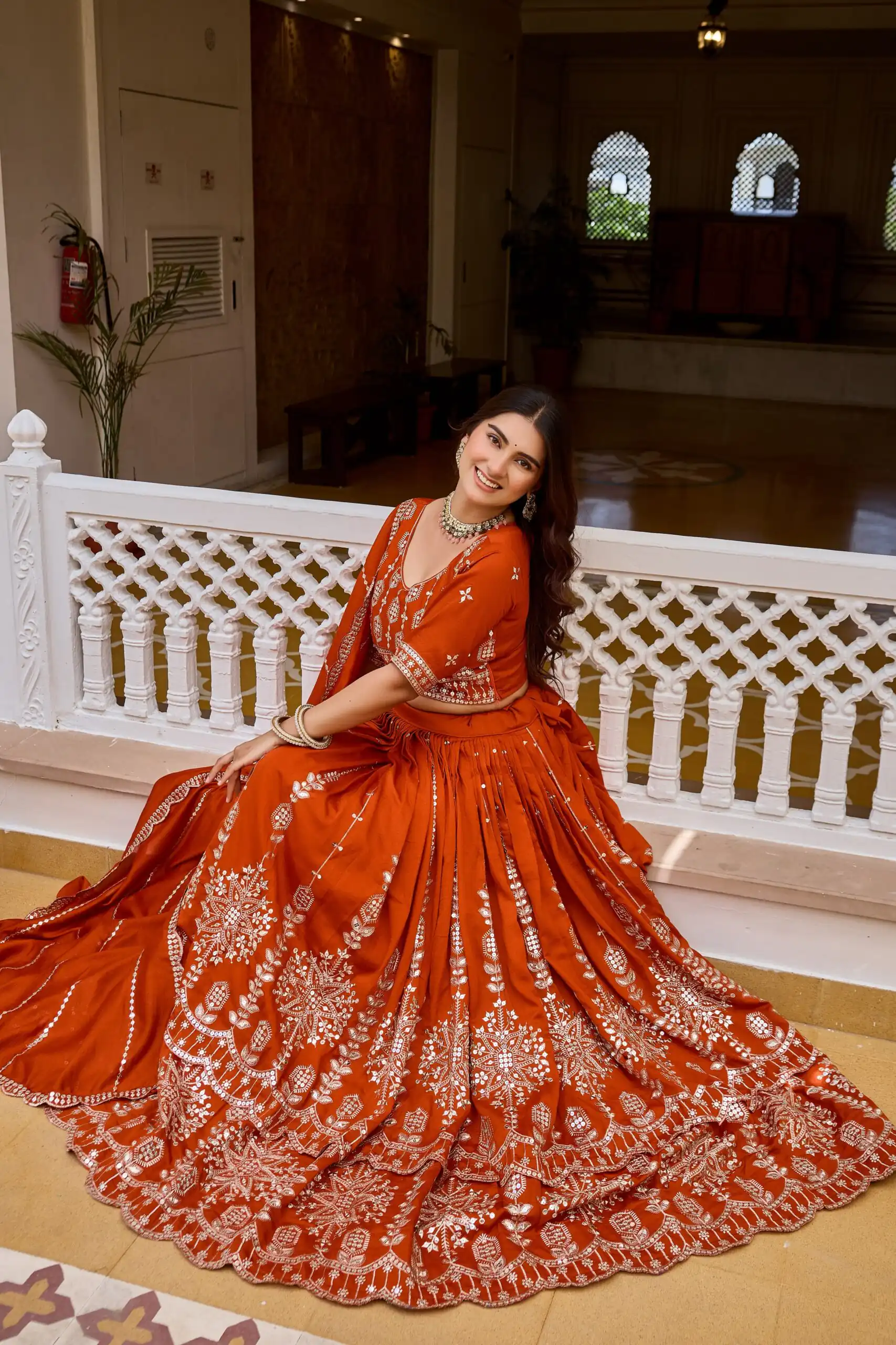 Super Rust Vichitra Sequence Work Lehenga Choli - Image 2