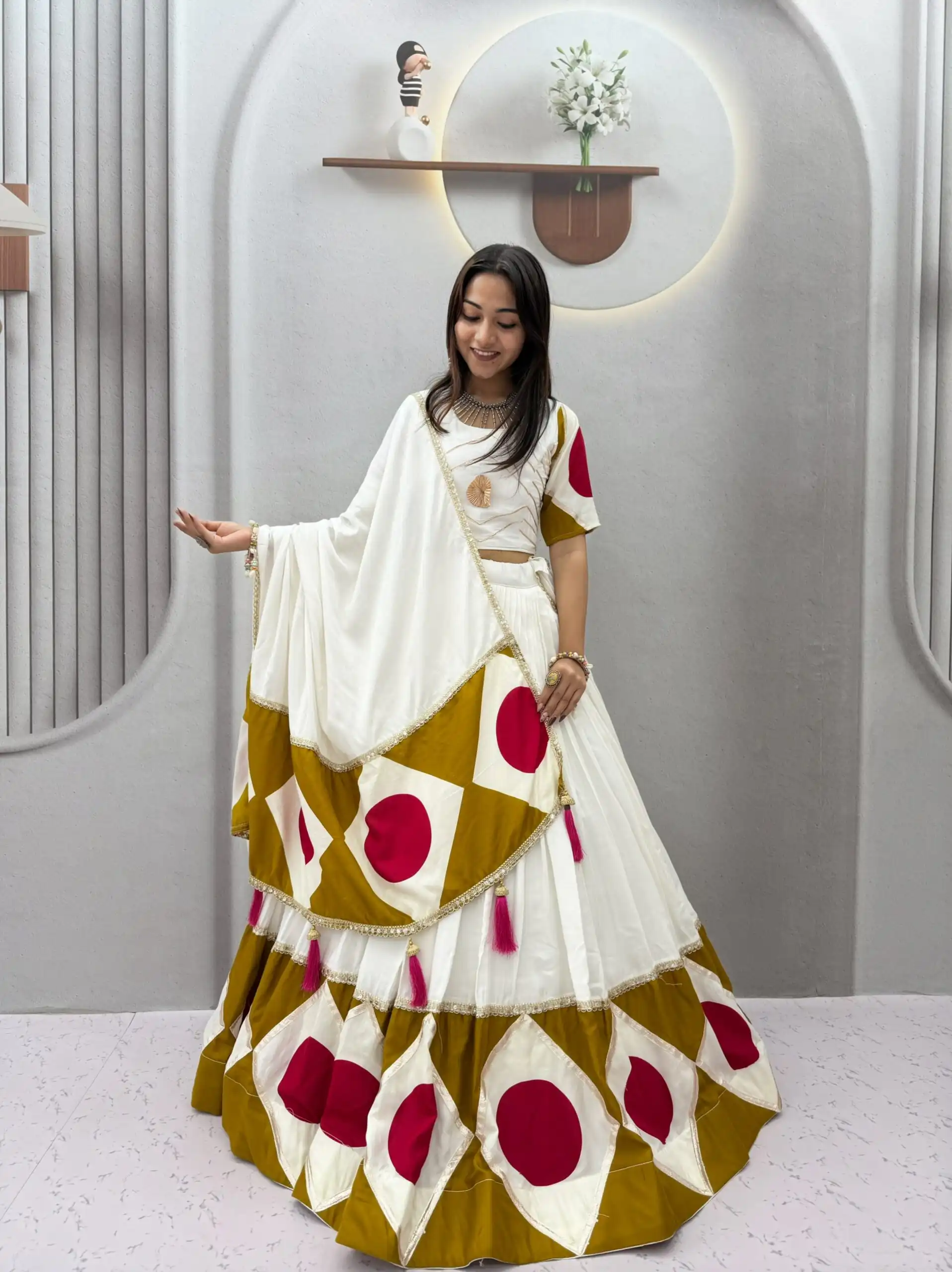 Super White Cotton Gota Patti Work Lehenga Choli - Image 4
