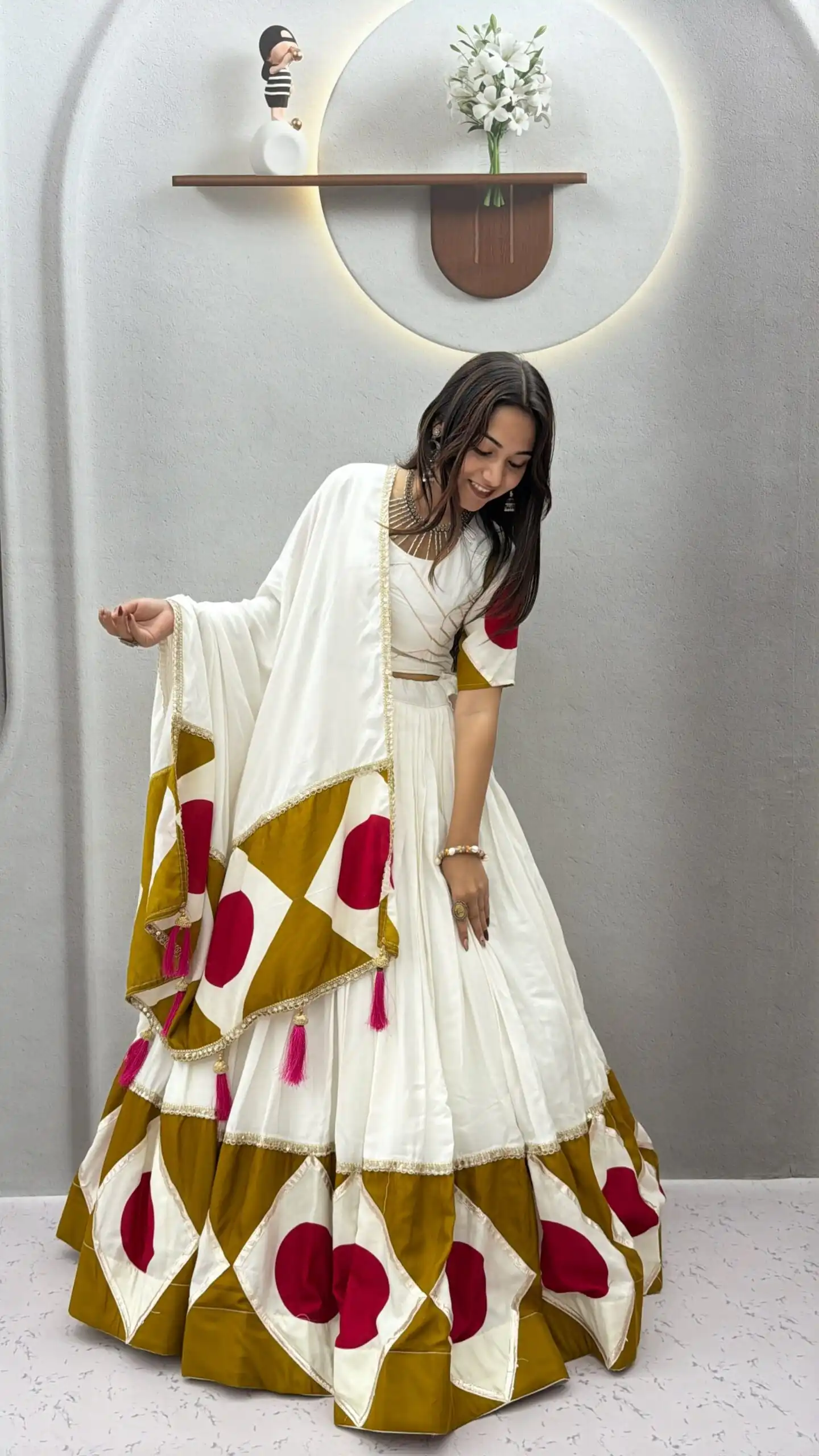 Super White Cotton Gota Patti Work Lehenga Choli - Image 2