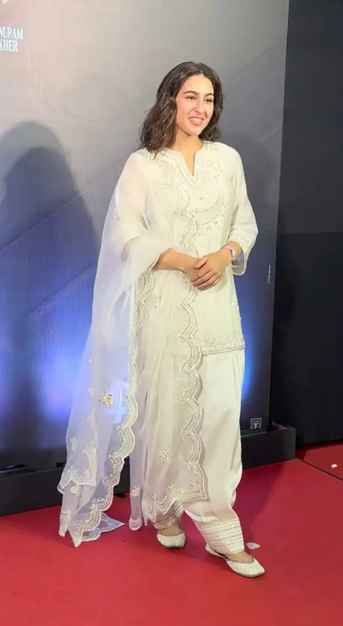 Super White Natural Silk Embroidery Work Salwar Suit - Image 2