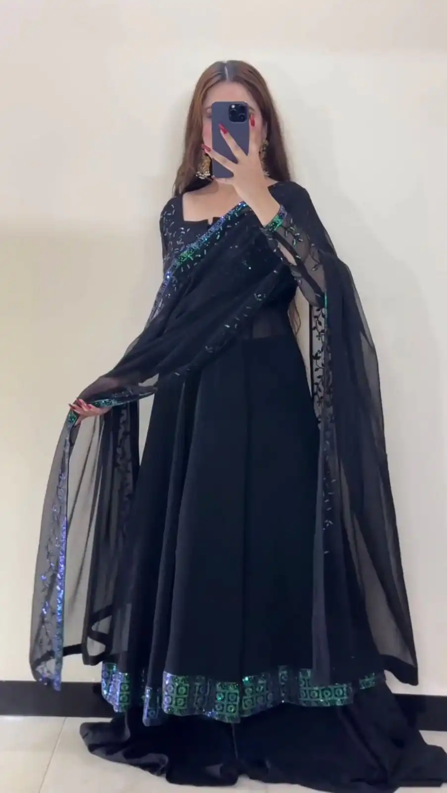 Trendy Navy Blue Faux Georgette Thread Work Salwar Suit