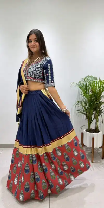 Alternative view of Trendy Navy Blue Rayon Embroider Work Lehenga Choli