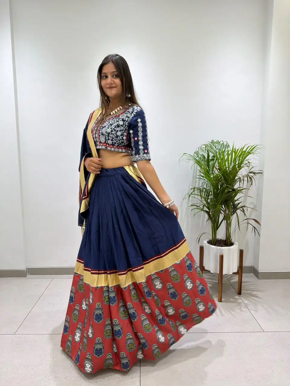Trendy Navy Blue Rayon Embroider Work Lehenga Choli - Image 2