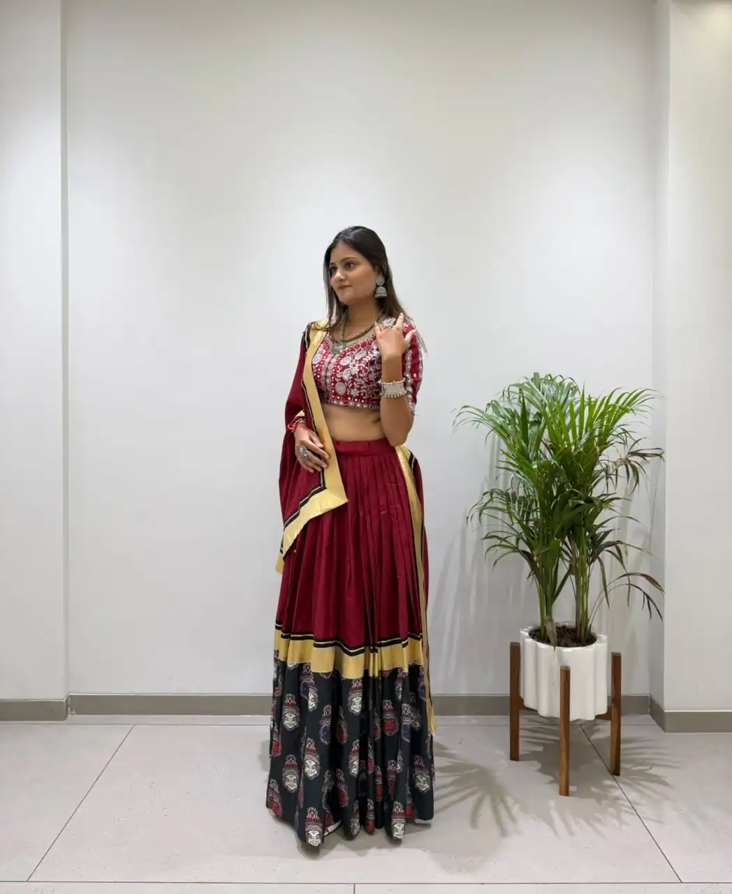 Trendy Red Rayon Embroider Work Lehenga Choli - Image 3