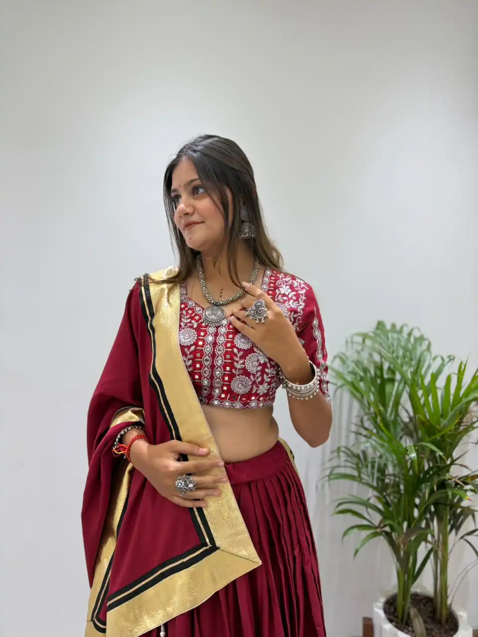 Trendy Red Rayon Embroider Work Lehenga Choli - Image 2