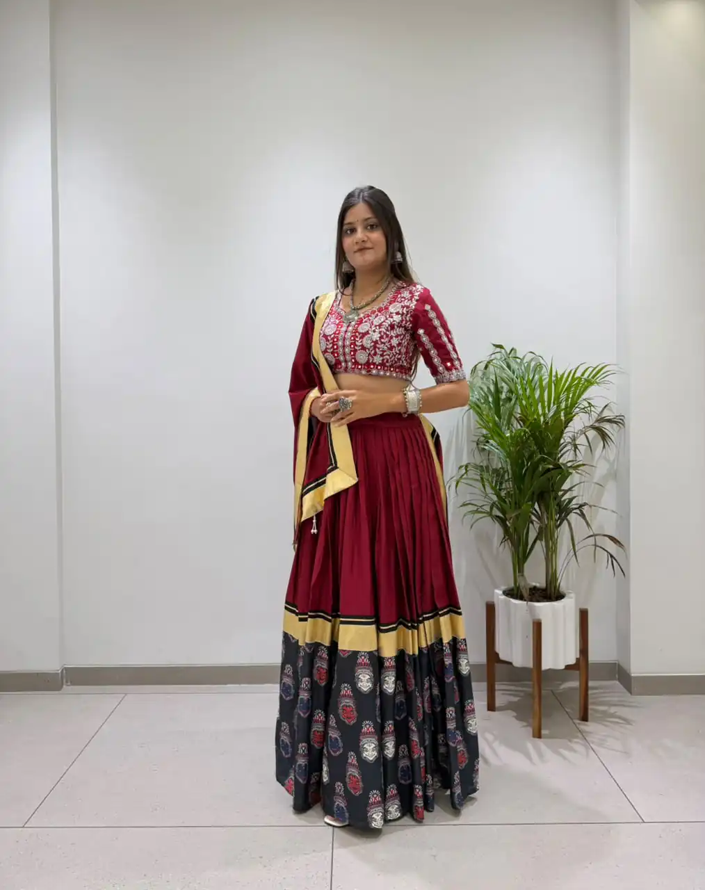 Trendy Red Rayon Embroider Work Lehenga Choli