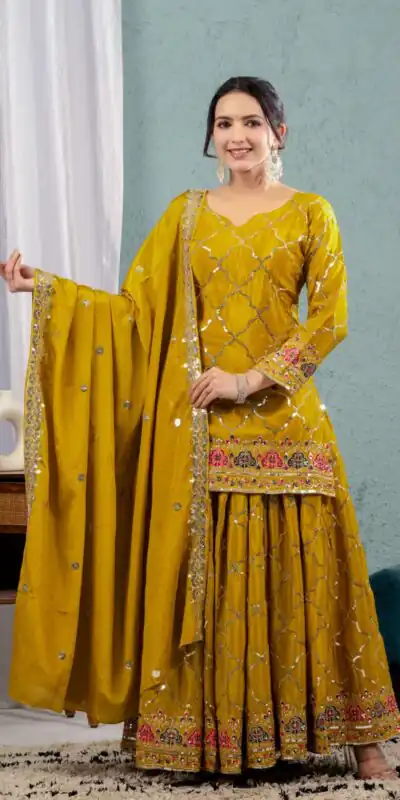 ND 5017 Mustered Color Chinon Silk Salwar Suit with Embroidery Work. Online Get it for ₹2319. Delivery 4-6 Working Days. Shop now. | Jump Suits, Salwar suit, Designer Suits, Casual Suits, Creative suits, Palazzo Suits, Party Wear Suits, Patiala Suits, Straight Suits