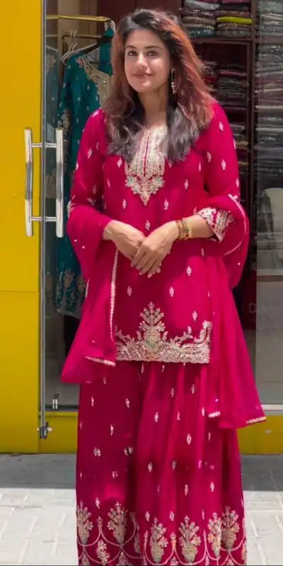 MD 3046 Red Color Chinon Silk Salwar Suit with Embroidery Work. Online Get it for ₹2319. Delivery 4-6 Working Days. Shop now. | Jump Suits, Salwar suit, Designer Suits, Casual Suits, Creative suits, Palazzo Suits, Party Wear Suits, Patiala Suits, Straight Suits