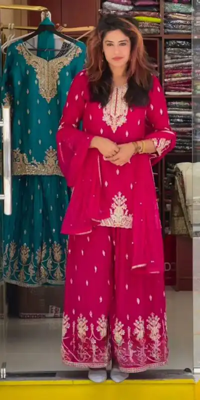 MD 3046 Red Color Chinon Silk Salwar Suit with Embroidery Work. Online Get it for ₹2319. Delivery 4-6 Working Days. Shop now. | Jump Suits, Salwar suit, Designer Suits, Casual Suits, Creative suits, Palazzo Suits, Party Wear Suits, Patiala Suits, Straight Suits