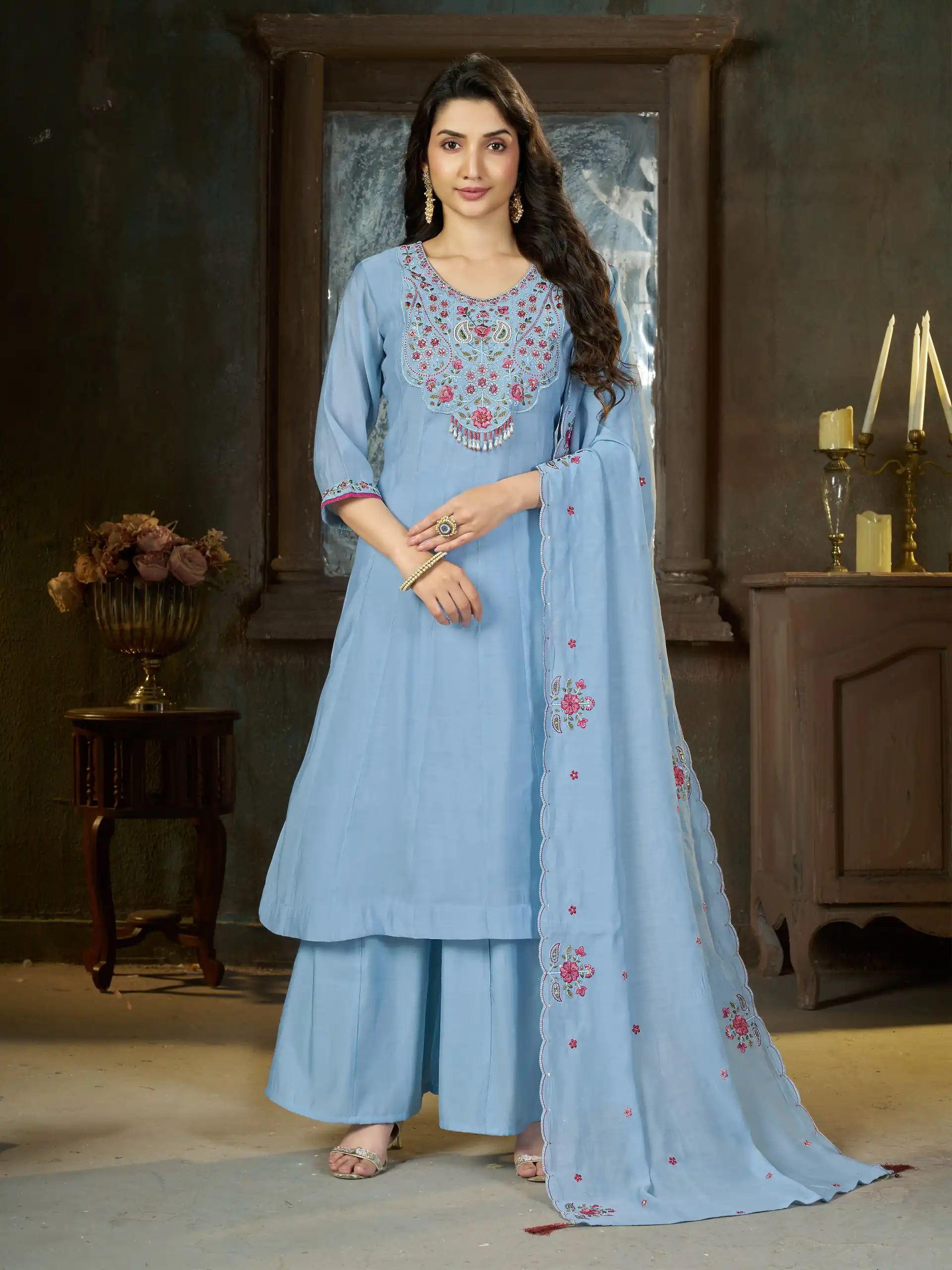 DIVA 175 Blue Mal Chanderi Salwar Suit Perfect for Wedding, Party, Baisakhi, Housewarming, Sangeet – Introductory Price ₹2899. Delivery 4-6 Working D | Jump Suits, Salwar suit, Designer Suits, Casual Suits, Creative suits, Palazzo Suits, Party Wear Suits, Patiala Suits, Straight Suits