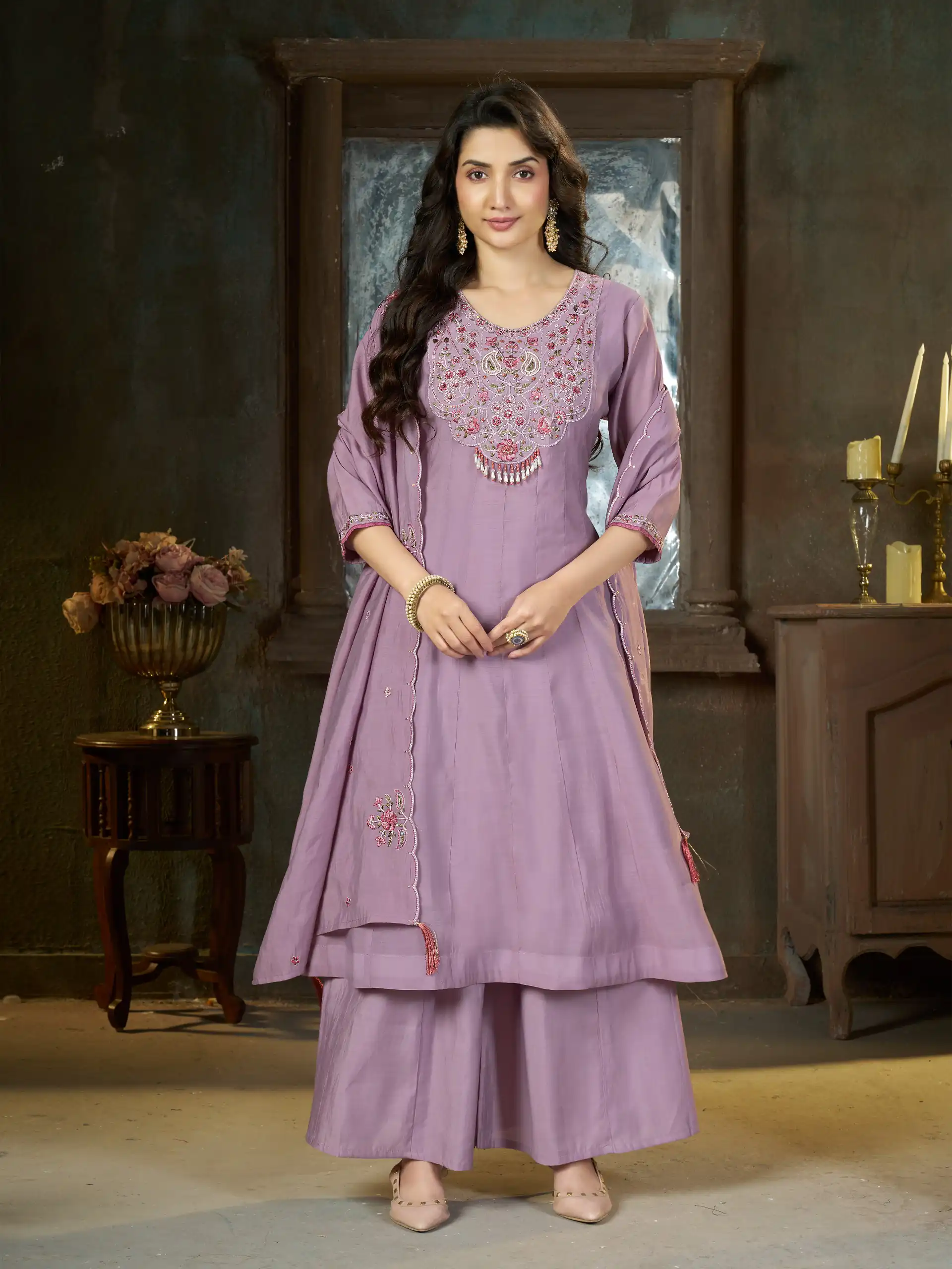 DIVA 175 Lavender Mal Chanderi Salwar Suit Perfect for Wedding, Party, Baisakhi, Housewarming, Sangeet – Introductory Price ₹2899. Delivery 4-6 Working D | Jump Suits, Salwar suit, Designer Suits, Casual Suits, Creative suits, Palazzo Suits, Party Wear Suits, Patiala Suits, Straight Suits