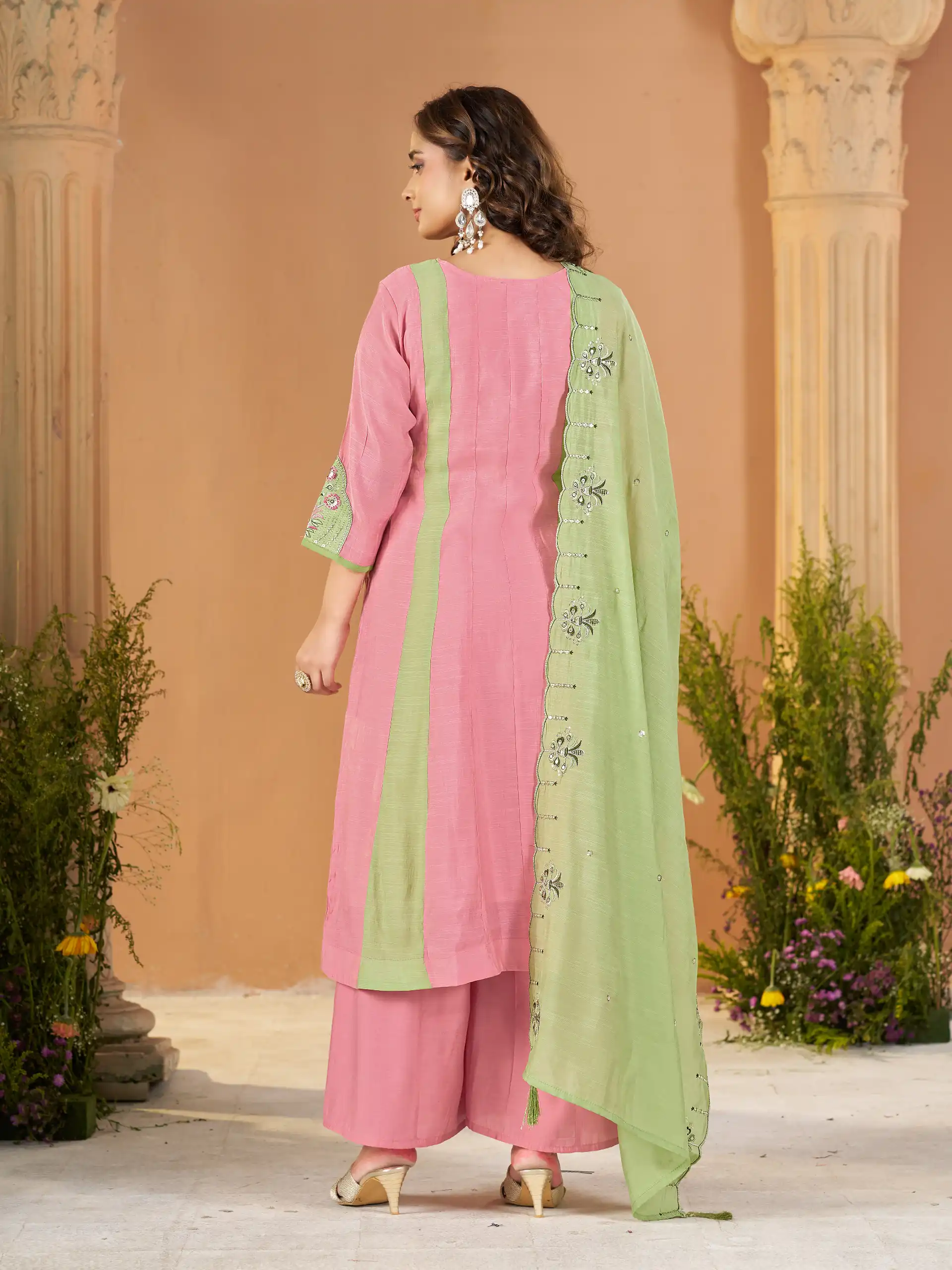 DIVA 186 Peach Mal Chanderi Salwar Suit Perfect for Wedding, Party, Baisakhi, Housewarming, Sangeet – Introductory Price ₹2899. Delivery 4-6 Working D | Jump Suits, Salwar suit, Designer Suits, Casual Suits, Creative suits, Palazzo Suits, Party Wear Suits, Patiala Suits, Straight Suits