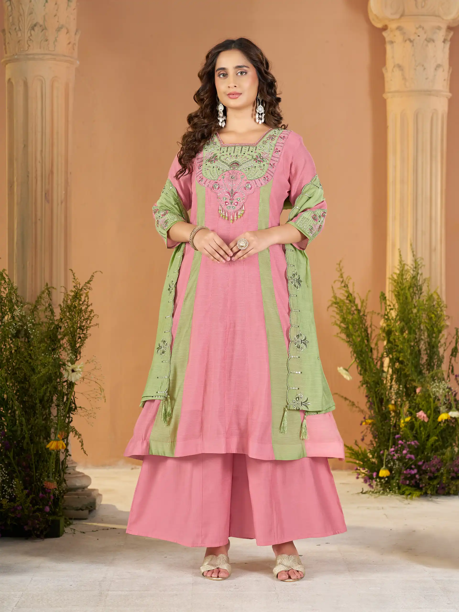 DIVA 186 Peach Mal Chanderi Salwar Suit Perfect for Wedding, Party, Baisakhi, Housewarming, Sangeet – Introductory Price ₹2899. Delivery 4-6 Working D | Jump Suits, Salwar suit, Designer Suits, Casual Suits, Creative suits, Palazzo Suits, Party Wear Suits, Patiala Suits, Straight Suits