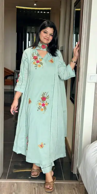 LG 2152 Sea Green in Air Tex Chino Embroidery Work & Cut Work Salwar Suit n. Get it for ₹2499. Delivery 4-6 Working Days. Shop now. | Jump Suits, Salwar suit, Designer Suits, Casual Suits, Creative suits, Palazzo Suits, Party Wear Suits, Patiala Suits, Straight Suits