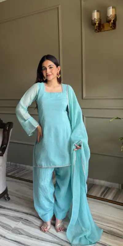 KB 297 Sky Blue Crunchy Silk Salwar Suit with Embroidery Work. Wedding, Party, Festive, Events Best Price ₹2029. Delivery 4-6 Working Days. Shop now. | Jump Suits, Salwar suit, Designer Suits, Casual Suits, Creative suits, Palazzo Suits, Party Wear Suits, Patiala Suits, Straight Suits