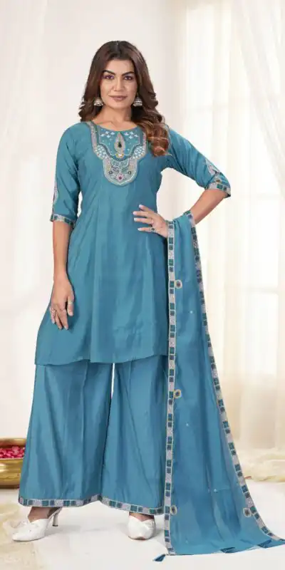 DIVA 171 Blue Mal Chanderi Salwar Suit Perfect for Wedding, Party, Baisakhi, Housewarming, Sangeet – Introductory Price ₹2449. Delivery 4-6 Working D | Jump Suits, Salwar suit, Designer Suits, Casual Suits, Creative suits, Palazzo Suits, Party Wear Suits, Patiala Suits, Straight Suits