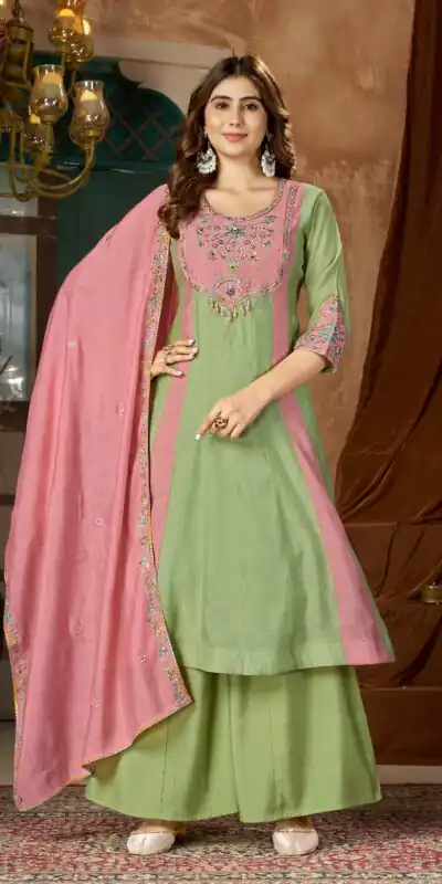 DIVA 183 Pista Brown Mal Chanderi Salwar Suit Perfect for Wedding, Party, Baisakhi, Housewarming, Sangeet – Introductory Price ₹2799. Delivery 4-6 Working D | Jump Suits, Salwar suit, Designer Suits, Casual Suits, Creative suits, Palazzo Suits, Party Wear Suits, Patiala Suits, Straight Suits