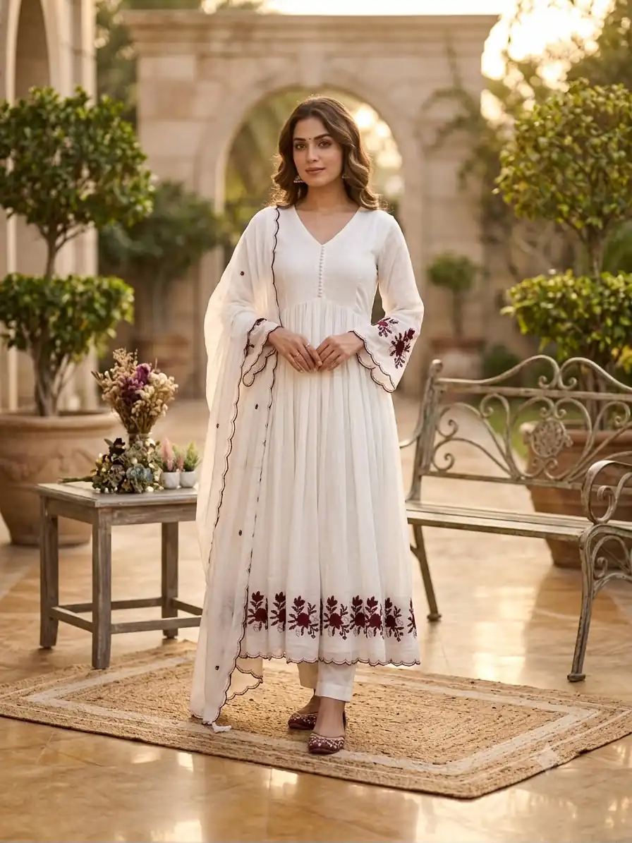 LG 2146 White Mul Chanderi Salwar Suit with Embroidery Work & Sequins Work. Festive Deal ₹2699. Delivery 4-6 Working Days. Shop now | Jump Suits, Salwar suit, Designer Suits, Casual Suits, Creative suits, Palazzo Suits, Party Wear Suits, Patiala Suits, Straight Suits