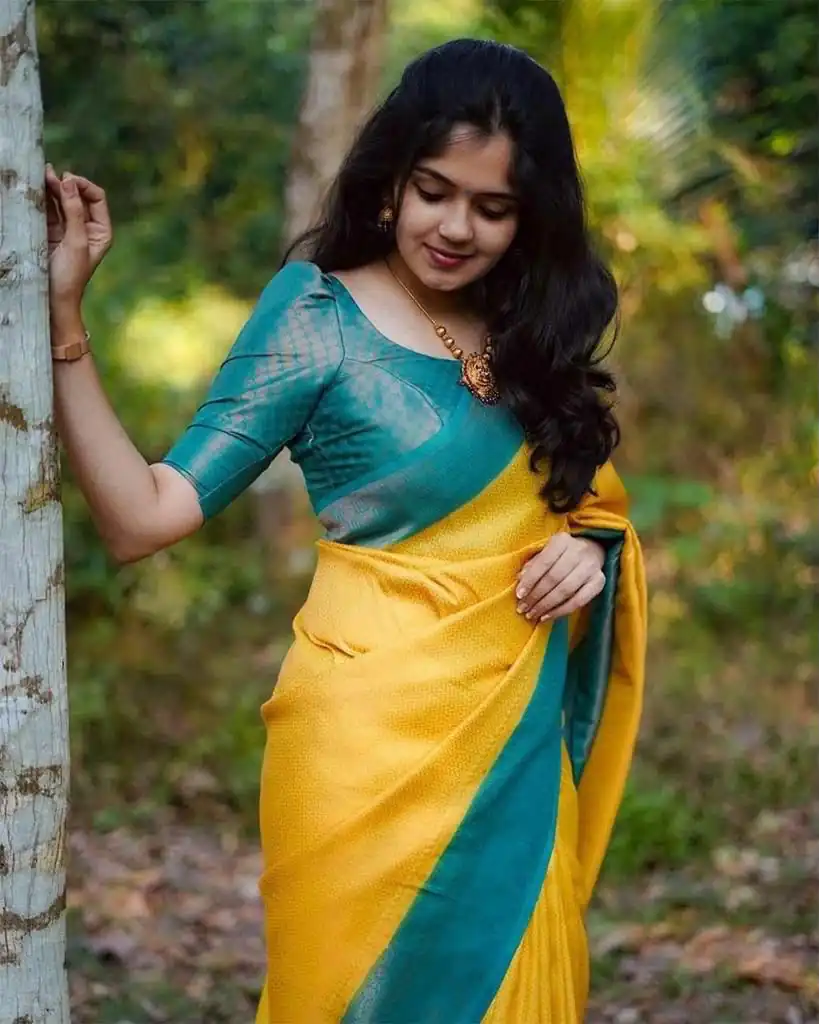 KP 5019 Yellow Soft Lichi Jacquard Work Saree for Wedding, Party, Cultural Events, Traditional Day, Pooja . Grab it for ₹1649. Delivery 4-6 Working Day | Sarees, Bollywood Sarees, Creative Sarees, Designer Sarees, Embroidered Sarees, Ethnic Saree, Modern Digital sarees, Party Wear Sarees