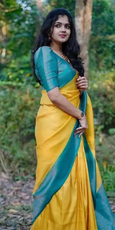 KP 5019 Yellow Soft Lichi Jacquard Work Saree for Wedding, Party, Cultural Events, Traditional Day, Pooja . Grab it for ₹1649. Delivery 4-6 Working Day | Sarees, Bollywood Sarees, Creative Sarees, Designer Sarees, Embroidered Sarees, Ethnic Saree, Modern Digital sarees, Party Wear Sarees
