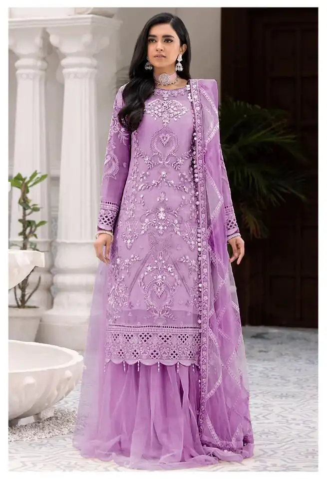FC 131 Lavender Georgette Salwar Suit with Mirror Work & Embroidery Work. Get it for ₹2349. Delivery 4-6 Working Days. Shop now. | Jump Suits, Salwar suit, Designer Suits, Casual Suits, Creative suits, Palazzo Suits, Party Wear Suits, Patiala Suits, Straight Suits