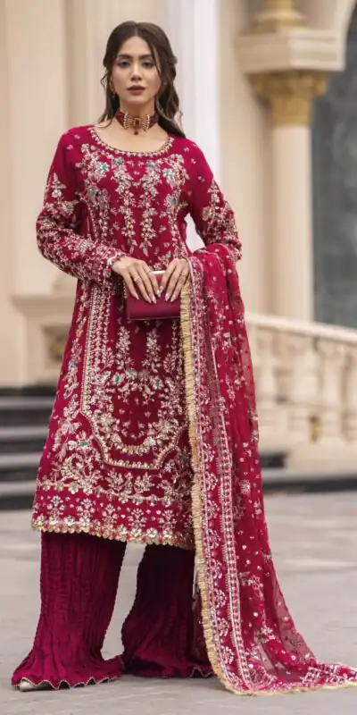 SRK 5333 Maroon Faux Georgette Salwar Suit with Mirror Work & Embroidery Work. Get it for ₹2799. Delivery 4-6 Working Days. Shop now. | Jump Suits, Salwar suit, Designer Suits, Casual Suits, Creative suits, Palazzo Suits, Party Wear Suits, Patiala Suits, Straight Suits