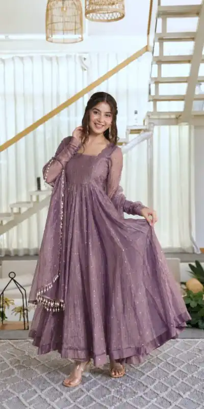 KD 1641 Lavender in Salsa Silk Embroidery Work & Sequins Work Gown . Get it for ₹2899. Delivery 4-6 Working Days. Online Shop now. | Gowns, Bollywood Gowns, Creative Gowns, Designer Gowns, Embroidered Gowns, Party Wear Gowns