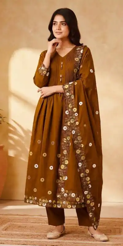 DIVA 181 Brown Mal Chanderi Salwar Suit Perfect for Wedding, Party, Baisakhi, Housewarming, Sangeet – Introductory Price ₹2299. Delivery 4-6 Working D | Jump Suits, Salwar suit, Designer Suits, Casual Suits, Creative suits, Palazzo Suits, Party Wear Suits, Patiala Suits, Straight Suits