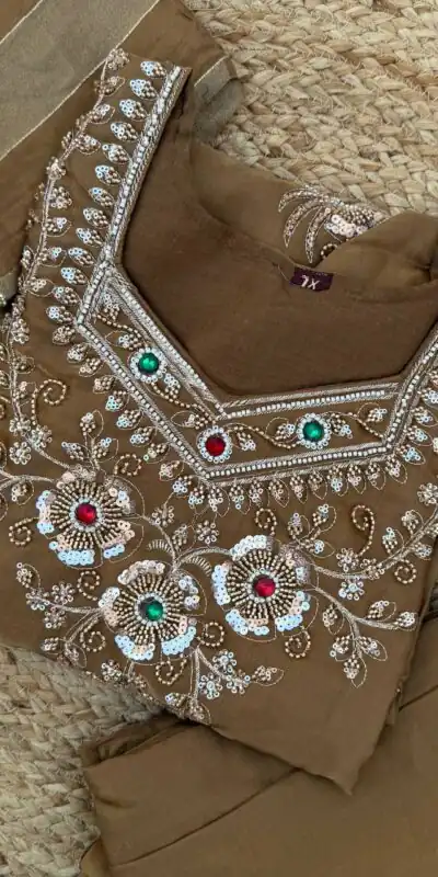 DIVA 188 Brown Glass Silk Salwar Suit Perfect for Wedding, Party, Durga Puja, Haldi, Makar Sankranti –Available at ₹2799 only. Delivery 4-6 Working Days | Jump Suits, Salwar suit, Designer Suits, Casual Suits, Creative suits, Palazzo Suits, Party Wear Suits, Patiala Suits, Straight Suits