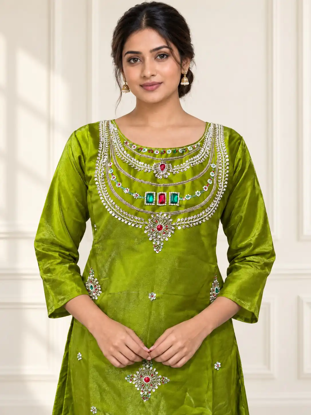 DIVA 188 Mehendi Glass Silk Salwar Suit Perfect for Wedding, Party, Durga Puja, Haldi, Makar Sankranti –Available at ₹2799 only. Delivery 4-6 Working Days | Jump Suits, Salwar suit, Designer Suits, Casual Suits, Creative suits, Palazzo Suits, Party Wear Suits, Patiala Suits, Straight Suits