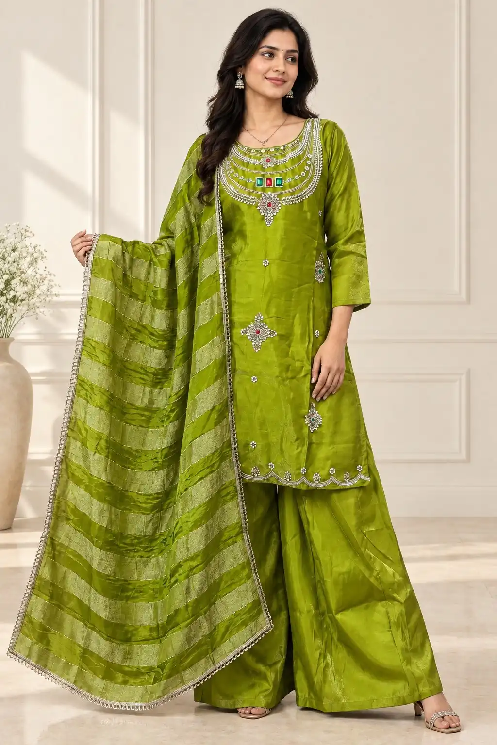 DIVA 188 Mehendi Glass Silk Salwar Suit Perfect for Wedding, Party, Durga Puja, Haldi, Makar Sankranti –Available at ₹2799 only. Delivery 4-6 Working Days | Jump Suits, Salwar suit, Designer Suits, Casual Suits, Creative suits, Palazzo Suits, Party Wear Suits, Patiala Suits, Straight Suits