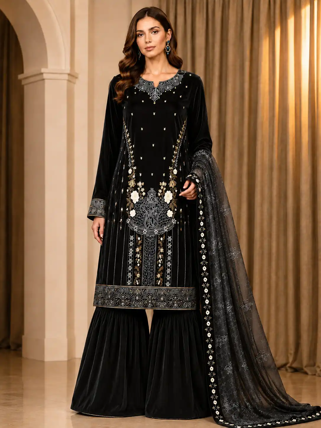 FC 729 Black 9000 Velvet Salwar Suit. Perfect for Wedding, Party, Bridal Wear, Onam, Karwa Chauth – Exclusive Offer ₹2999. Delivery 4-6 Working Days. | Jump Suits, Salwar suit, Designer Suits, Casual Suits, Creative suits, Palazzo Suits, Party Wear Suits, Patiala Suits, Straight Suits