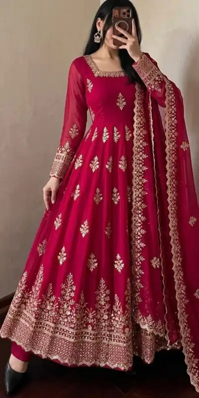 NSR 918 Pink Fendy Silk Gown with Embroidery Work & Sequins Work. Special Price ₹2399. Delivery 4-6 Working Days. Shop now. | Gowns, Bollywood Gowns, Creative Gowns, Designer Gowns, Embroidered Gowns, Party Wear Gowns