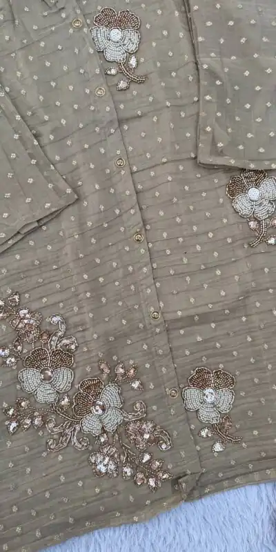 DIVA 170 Cream Colour | Brown Salsa Silk Kurti with Hand Work. Get it for ₹2399. Delivery 4-6 Working Days. Online Shop now. | Kurti, Bollywood Kurti, Creative Kurtis, Designer Kurti, Party Wear Kurti, Selfie Kurti